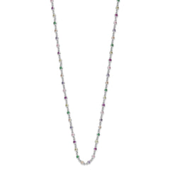 Sterling Silver Rhodium-plated Polished Multi-color CZ w/3 IN EXT Choker