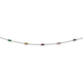 Sterling Silver Rhodium-plated Polished Multicolor CZ Necklace