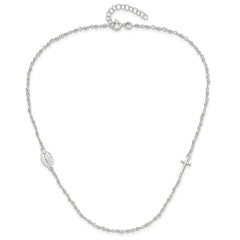 Sterling Silver Medal/Cross w/1.5in ext. Rosary Necklace