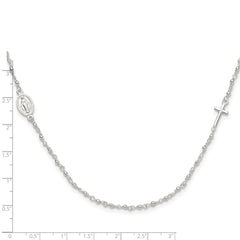 Sterling Silver Medal/Cross w/1.5in ext. Rosary Necklace