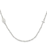 Sterling Silver Medal/Cross w/1.5in ext. Rosary Necklace