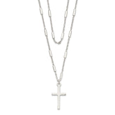 Sterling Silver Fancy Cross Double Strand Necklace