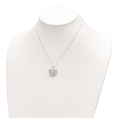Sterling Silver & Rose-tone Polished Moveable Heart Necklace