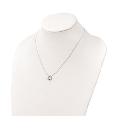 Sterling Silver Polished CZ Teardrop Necklace