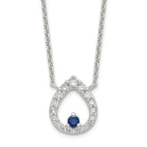 Sterling Silver Polished CZ Teardrop Necklace