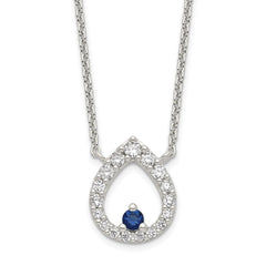 Sterling Silver Polished CZ Teardrop Necklace