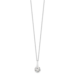 Sterling Silver Rhodium-plated Polished CZ Fancy 16in Plus 2in ext Necklace