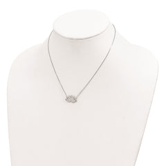 Sterling Silver Rhodium-plated CZ Lotus Flower Necklace