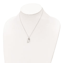 Sterling Silver Rhodium-plated CZ Dog Necklace