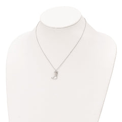 Sterling Silver Rhodium-plated CZ Heart Cat Necklace