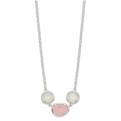 Sterling Silver White & Pink Chalcedony Necklace