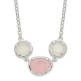 Sterling Silver White & Pink Chalcedony Necklace