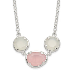 Sterling Silver White & Pink Chalcedony Necklace