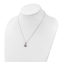 Sterling Silver Polished Rhodium-plated CZ 18in Necklace/Post Earrings Set - 3