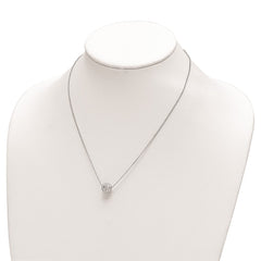 Sterling Silver Rhodium-plated Polish and Lasered Bead 18in Necklace