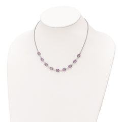Sterling Silver Rhod-plated 13.5AM Amethyst w/2 in ext. Necklace