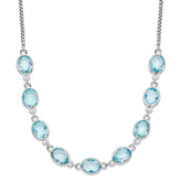 Sterling Silver Rhodium-plated Polished Blue Topaz w/2 in ext. Necklace