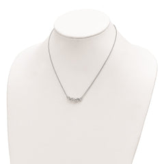 Sterling Silver RH-plate Sky Blue Topaz White CZ 16.5in w/1in ext Necklace