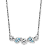 Sterling Silver RH-plate Sky Blue Topaz White CZ 16.5in w/1in ext Necklace