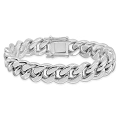 Sterling Silver Rhodium-plated Curb Link Men's 8.5in Bracelet - 2