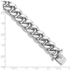 Sterling Silver Rhodium-plated Curb Link Men's 8.5in Bracelet - 2