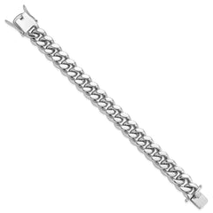 Sterling Silver Rhodium-plated Curb Link Men's 8.5in Bracelet - 3