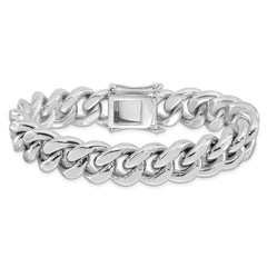 Sterling Silver Rhodium-plated Curb Link Men's 8.5in Bracelet - 3