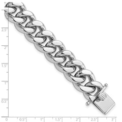 Sterling Silver Rhodium-plated Curb Link Men's 8.5in Bracelet - 3