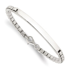 Sterling Silver Polished Box Chain ID Bracelet