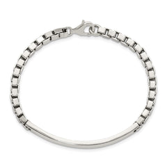Sterling Silver Polished Box Chain ID Bracelet