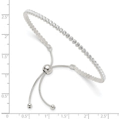 Sterling Silver Polished CZ Adjustable Bracelet - 2