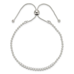 Sterling Silver Polished D/C with CZ Adjustable Bracelet