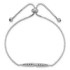 Sterling Silver Rhodium-plated Fancy CZ Adjustable Bolo Bracelet