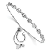 Sterling Silver Rhodium-plated Fancy Adjustable Bracelet