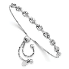 Sterling Silver Rhodium-plated Fancy Adjustable Bracelet