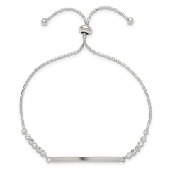 Sterling Silver with CZ Adjustable ID Bracelet