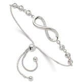 Sterling Silver Polished CZ Infinity Adjustable Bracelet