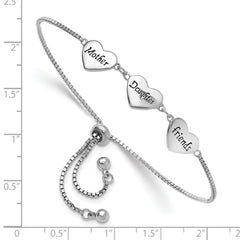 Sterling Silver RH-plated Enamel MOTHER/DAUGHTER/FRIENDS Bracelet