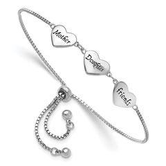 Sterling Silver RH-plated Enamel MOTHER/DAUGHTER/FRIENDS Bracelet