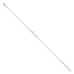 Sterling Silver LOVE Script 9 inch Plus 1 inch Extender - Total 10 inch Anklet