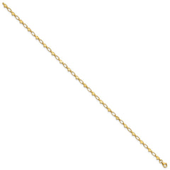 Sterling Silver Gold-tone Heart Link 10in Anklet