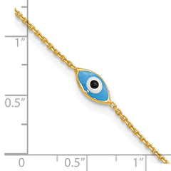Sterling Silver Gold-plated Enamel Evil Eye 9 inch Plus 1 inch Extender - Total 10 inch Anklet