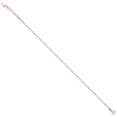 Sterling Silver Rose-Tone Flamingo Dangle 9 inch Plus 1 inch Extender - Total 10 inch Anklet