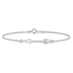 Sterling Silver Polished CZ Arrow Bracelet