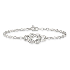 Sterling Silver Polished Fancy Knot Link Bracelet