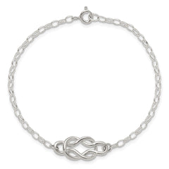 Sterling Silver Polished Fancy Knot Link Bracelet