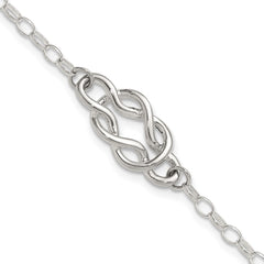 Sterling Silver Polished Fancy Knot Link Bracelet