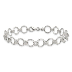 Sterling Silver Polished Circle Link 7.25in Bracelet