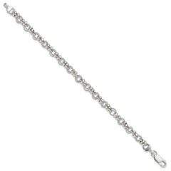 Sterling Silver Rhodium-plated Polished and Textured Link 7.5in Bracelet