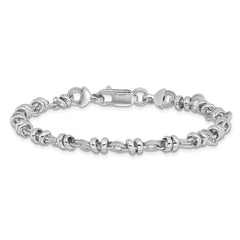 Sterling Silver Rhodium-plated Polished and Textured Link 7.5in Bracelet